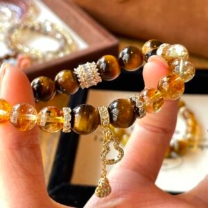 「財運小葫蘆」金虎眼黃水晶手串｜雙重招財能量｜福祿吉祥設計