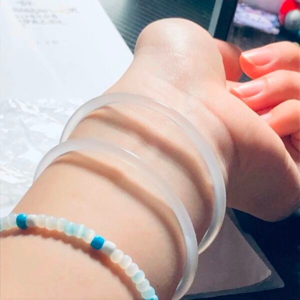 「白月光」天然瑪瑙玉髓叮鐺鐲｜美人條｜溫婉氣質首選 - 图片 4