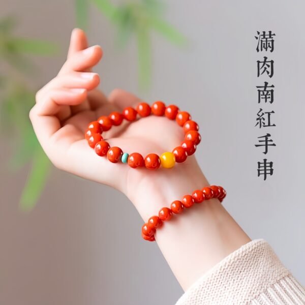「南紅手串」天然蜜蠟串珠｜雲南保山滿肉瑪瑙｜高端紅色手鏈