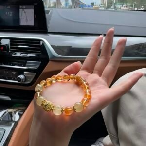 天然能量寶石手串｜金髮晶·黃塔石·虎眼石·水晶｜招財辟邪·護身開運