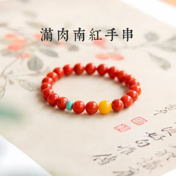 「南紅手串」天然蜜蠟串珠｜雲南保山滿肉瑪瑙｜高端紅色手鏈 - 图片 2