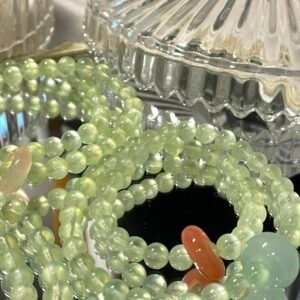 「腕間溫柔」葡萄石鹽源雙圈手串｜翡翠與瑪瑙的邂逅