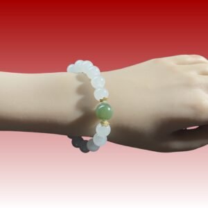 【山玥瑾】原創設計款珠寶文玩和田白玉湖水綠單圈手串高品質送禮推薦