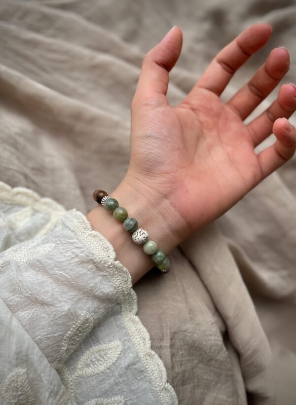 三生願日月星菩提手串｜天然綠閃石能量手鏈｜開運招財守護｜金絲檀木星月菩提 - 图片 4