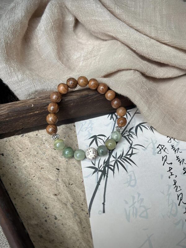 三生願日月星菩提手串｜天然綠閃石能量手鏈｜開運招財守護｜金絲檀木星月菩提 - 图片 3